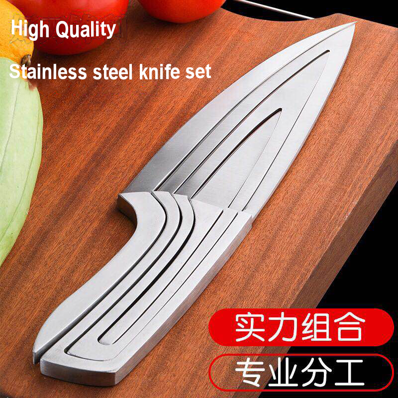 SOWOLL High Quality 6 Pcs Stainless Steel Knife Kitchen Knife Set Tools  Paring Utility Santoku Slicing Bread Chef Cooking Knife