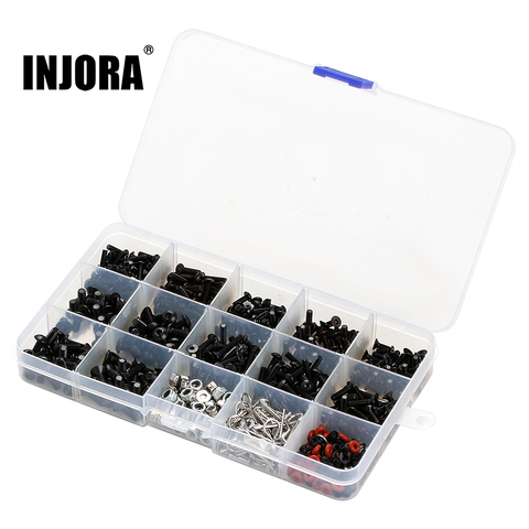 INJORA M3 M4 Metal Screws Nuts Box for 1/10 RC Crawler Car Axial SCX10 90046 Redcat Mst RC Car Model ► Photo 1/6