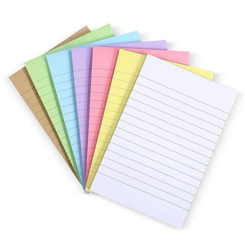 7 Pads Self-stick Note Pads Candy Color Paper Memo Stickers Cross Striped Notepads ► Photo 1/6