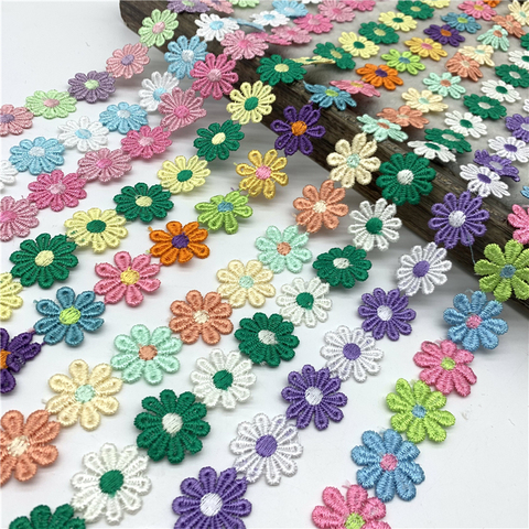 1yard 25mm Colorful Daisy Flower Lace Trim For Knitting Wedding Embroidered Ribbon DIY Handmade Patchwork Sewing Supplies Crafts ► Photo 1/6