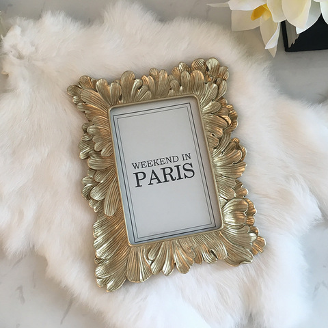 Vintage Leaf Feather Photo Frame Picture Display Golden Picture Stand Room Party Accessories ► Photo 1/5