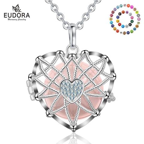 Eudora 20mm Crystal Cute Harmony Bola Ball Love Heart Locket Cage Pendant fit DIY Chime Ball Necklace Jewelry For Women K245N20 ► Photo 1/6