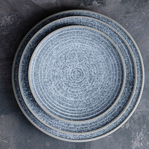 Single Ceramic Plates KINGLANG Original Designed Looks Like Stone Big Dinner Plate Sallow Salad Bowl ► Photo 1/6