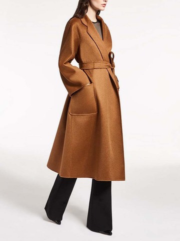 WQJGR High Quality 100% Cashmere Long Coat Women Turn-down Collar Sashes Cashmere Coat Women ► Photo 1/6