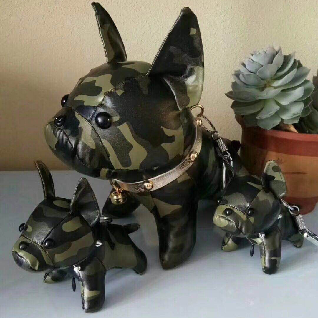 Crystal French Bulldog Keychain PU Leather Animal Dog Keyring Holder Charm  Trinket Chaveiros Bag Accessories Punk Style Pendant