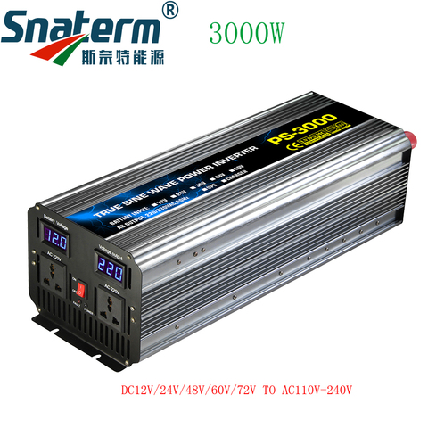 Pure Sine Wave Power inverter 3000W DC12/24/48/60/72V to AC220/230/240V 50HZ60HZ off grid inverter with ac charger UPS function ► Photo 1/5