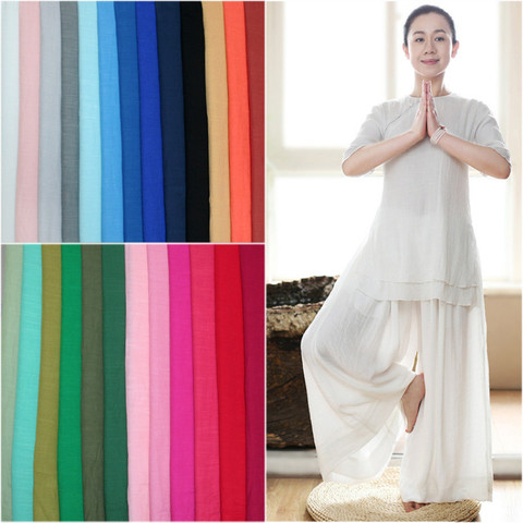Half meter soft silk bamboo cotton linen fabric solid color for robe yoga clothes gallus lining thin soft T878 ► Photo 1/6
