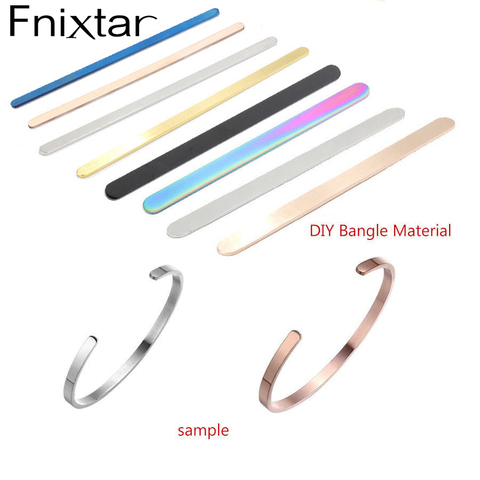 Fnixtar 10Pcs/Lot 1/4 *6in (6x152mm) C Open Cuff Bangle Mirror Polished Stainless Steel Rectangle Blank Charms For DIY Bracelets ► Photo 1/6
