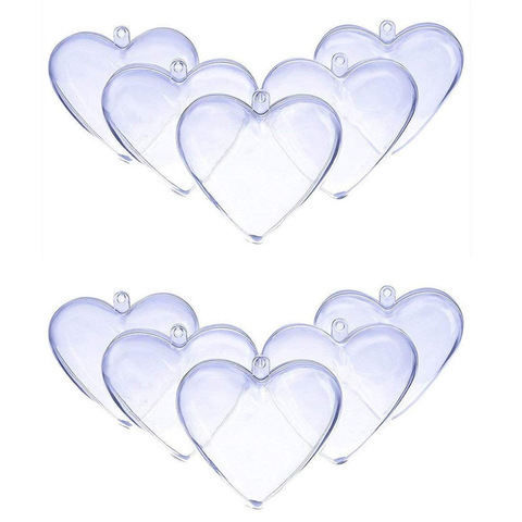 New Year 2022 Christmas Balls Heart-Shaped 10 PCS Transparent Open Plastic Clear Acrylic Fillable Ball Xmas Decor Home DIY Gift ► Photo 1/6