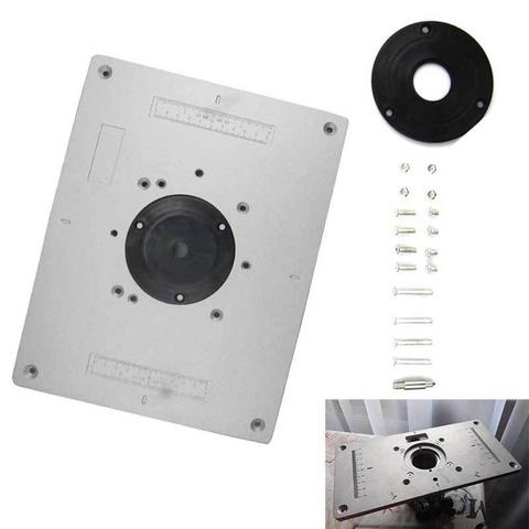 300mm x 235mm x 9.5mm DIY Aluminum Alloy Router Table Insert Plate with Rings Screws for Woodworking ► Photo 1/5