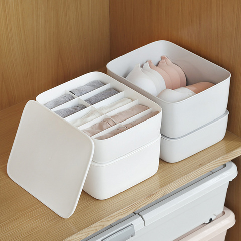 6 Grid Multifunctional Underwear Socks Makeup Organizer Storage Box Container 
