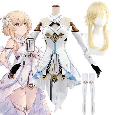 Game Genshin Impact Traveler Lumine Cosplay Costume Original Version Uniform Halloween Women Costumes Full Set ► Photo 1/6