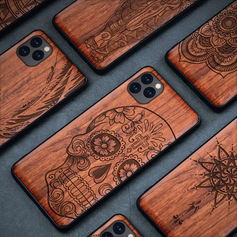 Natural Wood Case For Samsung Galaxy Note 20 Ultra Note 10 S10 S20 Plus 100% Wood Case For iPhone 12 11 Pro 7 8 Plus X XR XS Max ► Photo 1/6