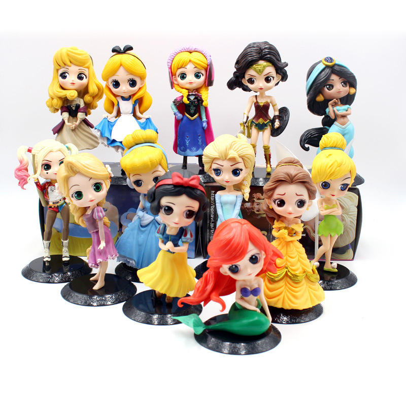 Buy Online Hot 28 Style Disney Princess Q Posket Princess Snow Elsa Anna Clown Pvc Anime Dolls Figures Collectible Model Kid Toys Gift Alitools