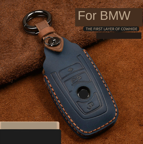 Crazy Horse Leather Car Key Case For BMW F20 F30 F10 F18 F22 F01 X3 X4 F06 F02 M3 M5 Smart Keychain Remote Control Shell Cover ► Photo 1/5