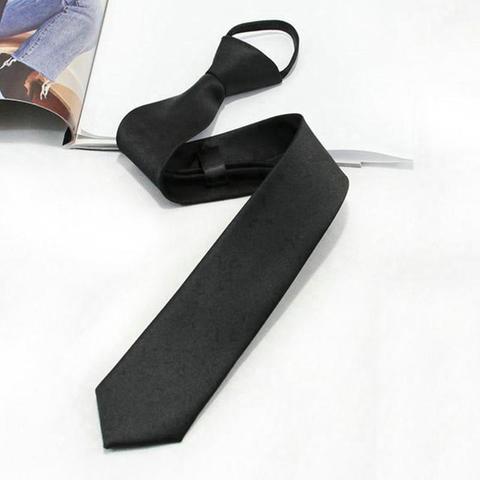 Black Clip On Men Tie Security Ties For Men Women Unisex Tie Clothing Necktie Funeral Doorman Steward Black Tie Matte Black G2E5 ► Photo 1/6
