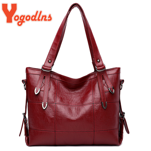 Yogodlns Luxury Handbag Women PU Leather Shoulder Bag Large Capacity Top-handle Bag Vintage Crossbody Bag Brands Lady Pouch sac ► Photo 1/6
