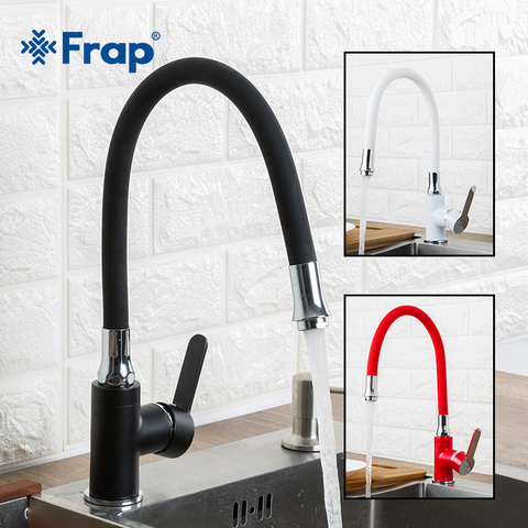 FRAP Kitchen Faucet modern style flexible kitchen sink mixer faucet taps single handle red white black color cold and hot water ► Photo 1/6