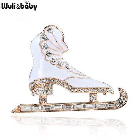 Wuli&baby White Enamel Ice Skates Brooches Women Unisex Sports Skating  Shoes Party Casual Brooch Pins Gifts ► Photo 1/4