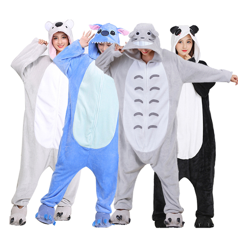 Women Pajamas Flannel Zippers Cartoon Kigurumi Onesie For Adult Men Animal One-Piece Pijamas Girls Cosplay Costume XXL 180-200CM ► Photo 1/6