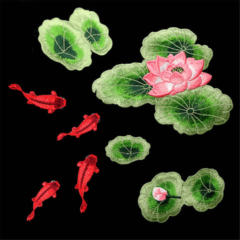 AHYONNIEX Soft Lotus flower Patch Embroidery Sticker Sew on Patches for clothing applique embroidery DIY Clothing Accessories ► Photo 1/6