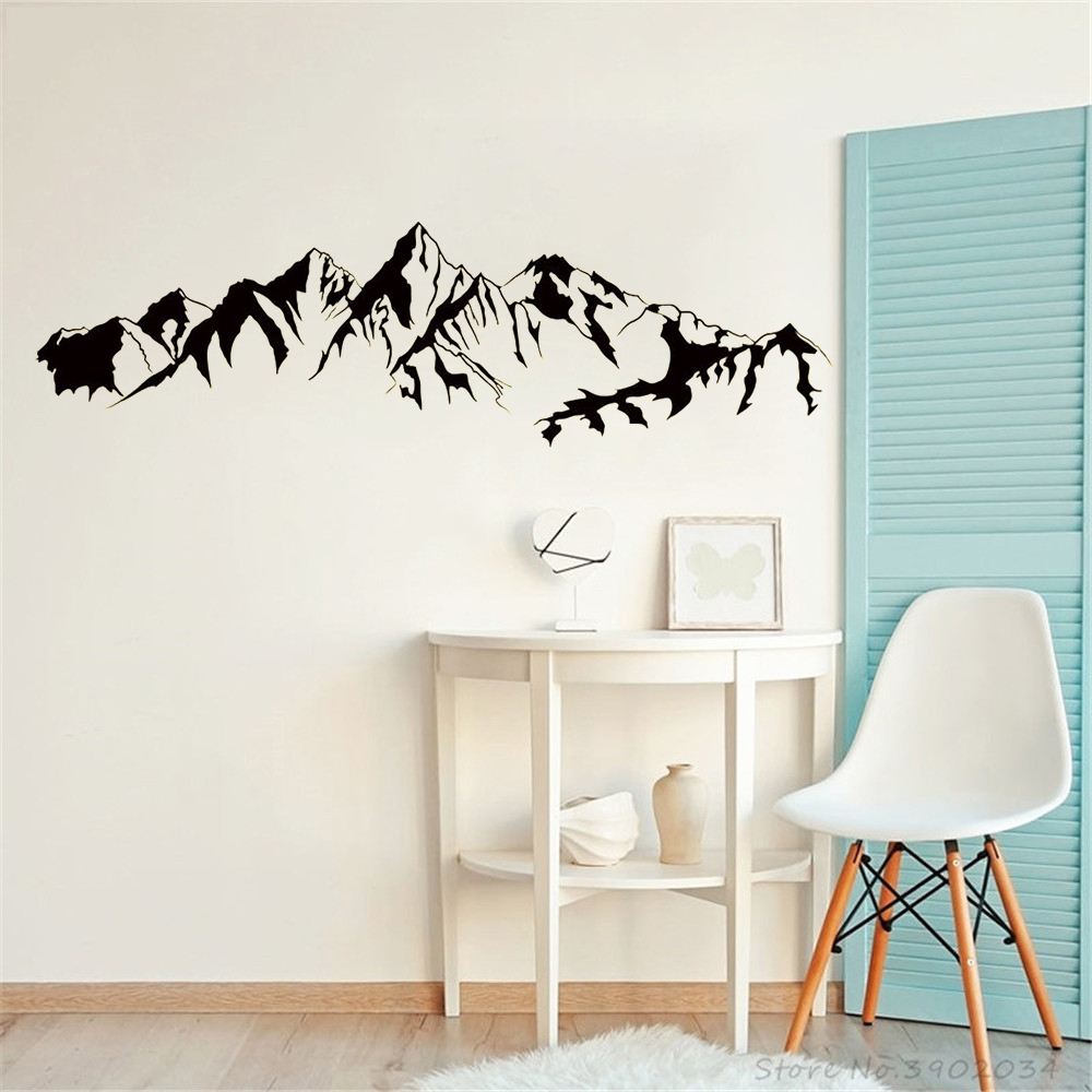 & on Mountain Range Vinyl Wall Stickers Nature Scenery Home Decoration Living Room TV Background Door Sticker Nature View Waterproof | Seller - Shop5421041 Store | Alitools.io