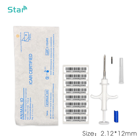 ISO11784 FDX-B 2.12x12mm cat dog microchip animal syringe ID implant pet chip needle vet RFID injector PIT tag for dog cat fish ► Photo 1/6