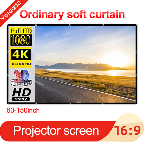 VEIDADZ Projector Simple Curtain 60-150 inches Home Outdoor KTV Office Portable 3d HD Foldable Projections Screens ► Photo 1/6