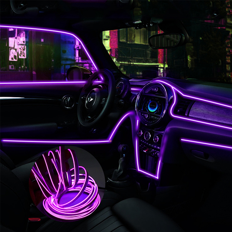 5M Car strip lamp Line light Car Interior Lighting Flexible Neon EL With Cigarette Drive controller car accessories Car LED ► Photo 1/6