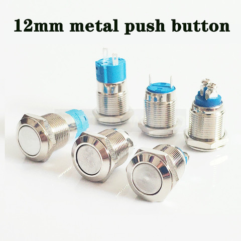 12mm 16mm Metal push Button Switch 2pins 2 screw no light momentary waterproof switch self-latching  power button Push Button ► Photo 1/6