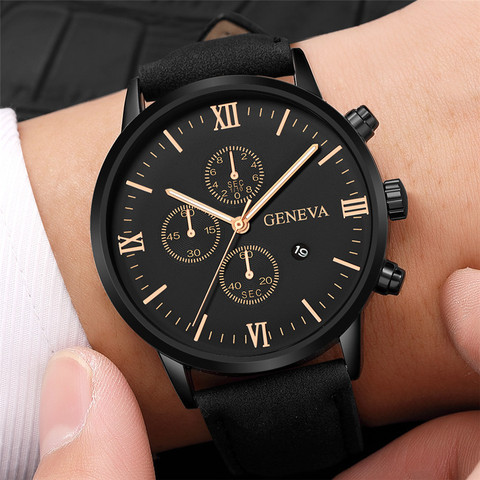 2022 Relogio Masculino Watches Men Fashion Sport Stainless Steel Case Leather Strap Watch Quartz Business Wristwatch Reloj Hombr ► Photo 1/6