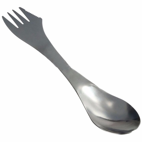 Spork fork spoon long cookware Picnic camp Portable cutlery tableware multi tool utensil backpack stainless steel flatware ► Photo 1/1