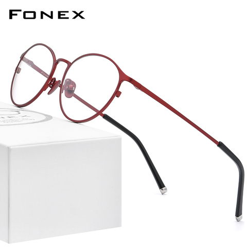 FONEX Pure Titanium Glasses Frame Women Vintage Round Eyewear Prescription Eyeglasses Retro Myopia Optical Frames Men 8501 ► Photo 1/6