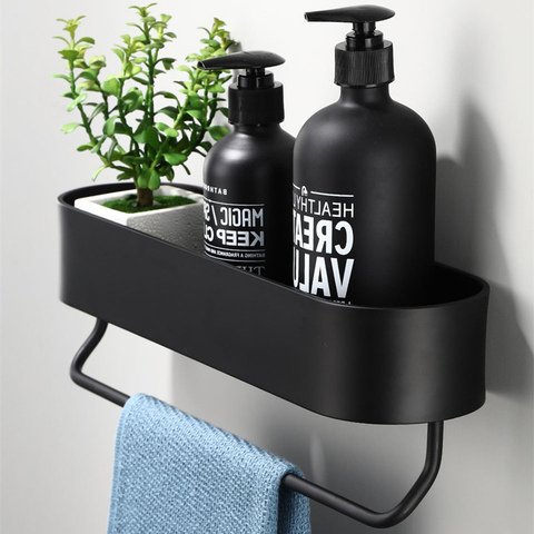 Bathroom Hradware Accessories 20-50cm Modern Matte Black Bathroom Corner  Shelves Kitchen Wall Shelf Shower Shampoo Storage Rack