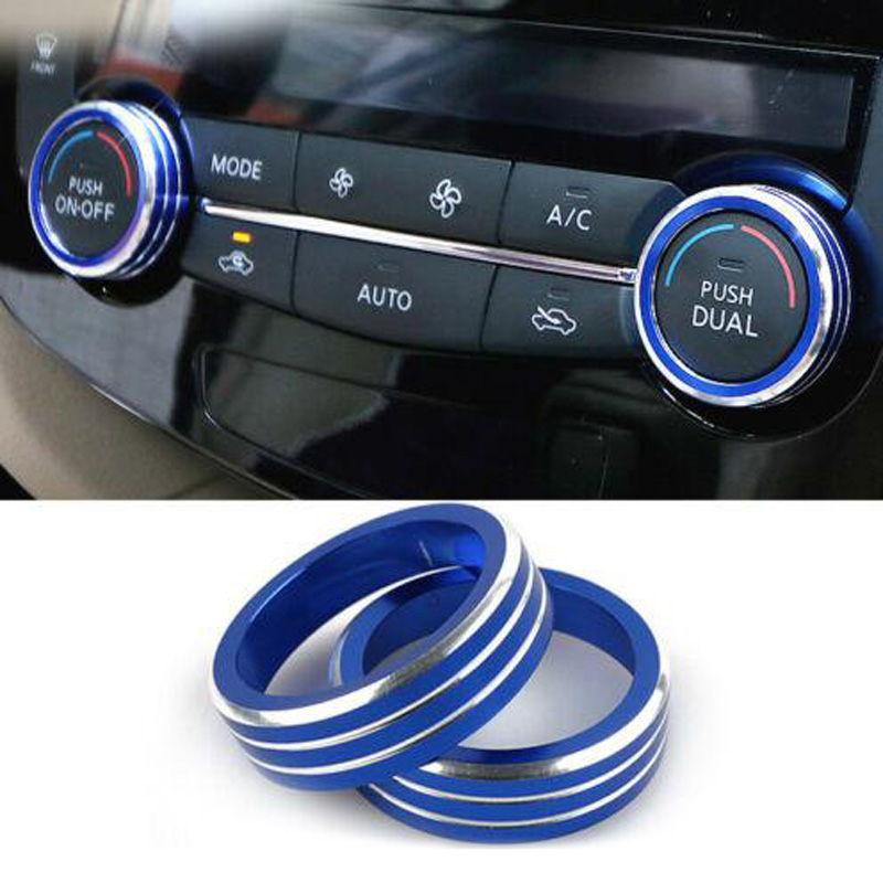 2pcs Auto Car AC Climate Control Ring Knob Trim Cover For Nissan Rogue X-Trail 2014-2022 waterproof car styling accessories ► Photo 1/6