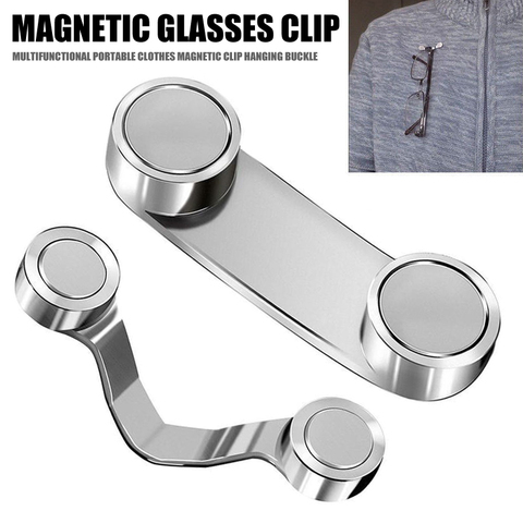 Newest Stay in Place Glasses Holder Magnetic Eyeglass Holders Zinc Alloy Magnetic Glasses Clip ► Photo 1/6