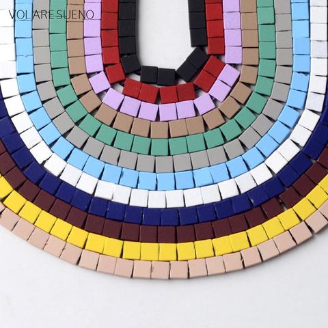 23Colors Hematite Stone Natural Stone Rubber Square Matte Beads Space Loose Beads For Jewelry Making 4*4mm Diy Bracelet 15