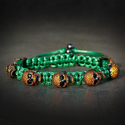 Fashion Skeleton Bracelets & Bangles Homme Handmade Luxury CZ Zircon Hippie Braided Bracelet Pulseras ► Photo 1/6