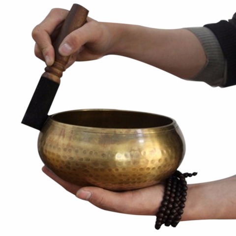 New 2022 Copper Crafted Gilt Yoga Singing Bowl Buddhism Tibetan Chakra Meditation ► Photo 1/6