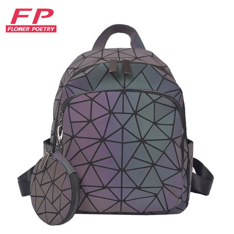 Luminous Backpacks Women School Hologram Geometric Set Backpack Student School Bags For Teenage Girls holographic Purse 2022 New ► Photo 1/6