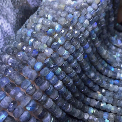 Natural Labradorite Apatite Kyanite  Morganite  Roundel Faceted Gemstone Beads  for 925 Sterling Silver Jewelry Making 15inch ► Photo 1/6