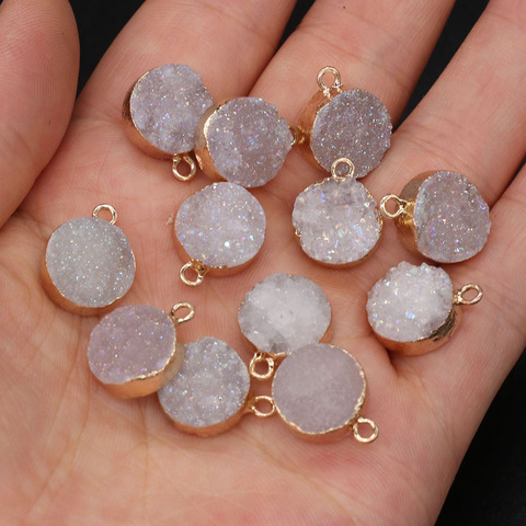 Natural Stone Crystal Cluster Pendants Round Shape Exquisite Charm For jewelry making DIY necklace Earring accessories ► Photo 1/6