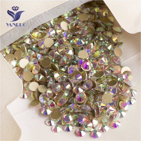 YANRUO 2058NoHF SS16 1440Pcs Crystal AB Rhinestone Loose Strass Glue On Flat Back Non Hotfix For Nail Art Shoes ► Photo 1/6