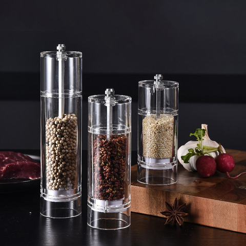 Salt and Pepper Grinder Set - Clear Acrylic Manual Spices Mills, Perfect For Sea Salt and Peppercorns, kitchen Accessories ► Photo 1/5