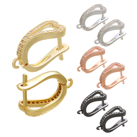 ZHUKOU 12x19mm Super Excellet Brass heart crystal Earring Hooks Accessories for handmade DIY Earrings Jewelry model:VE99 ► Photo 1/6