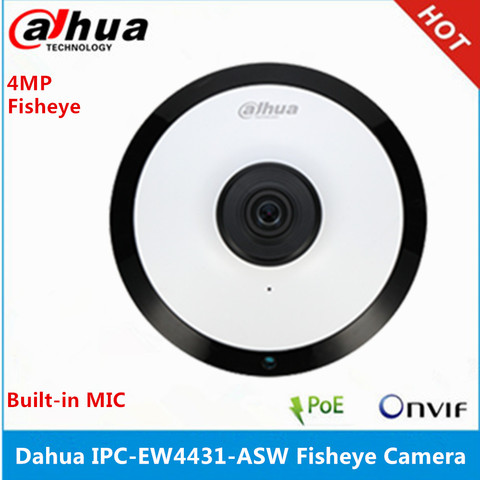 DH IPC-EW4431-ASW Panorama 180 Degree built-in MIC SD card slot Audio Alarm Interface POE WIFI 4MP Fisheye Camera  ► Photo 1/5