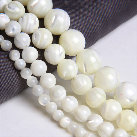4-12MM White Natural Mother of Pearl Shell Beads Trochus Wheel Round Spacer Shell Beads For Jewelry DIY 15