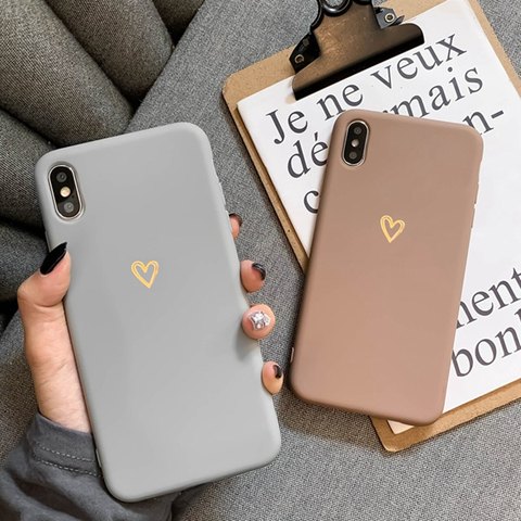 Solid Love Heart Phone Case For iPhone 12 mini 11 Pro Max X XR XS 7 8 6 6sPlus SE 2022 Shockproof Soft Silicone TPU Back Cover ► Photo 1/6