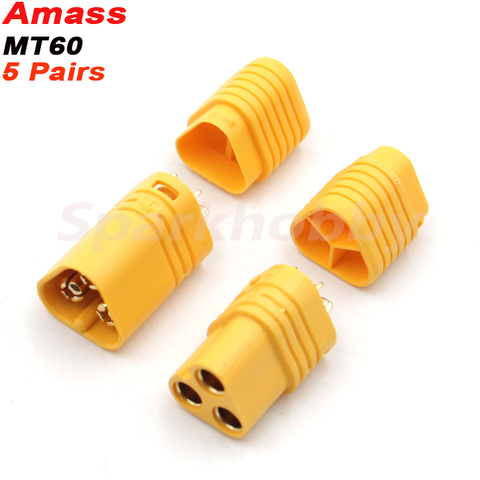 10PCS/5Pairs Amass MT60 Male Female 3.5 mm Plug Connector with sheath Set for RC Multicopter Quadcopter Airplane ESC Accessories ► Photo 1/6