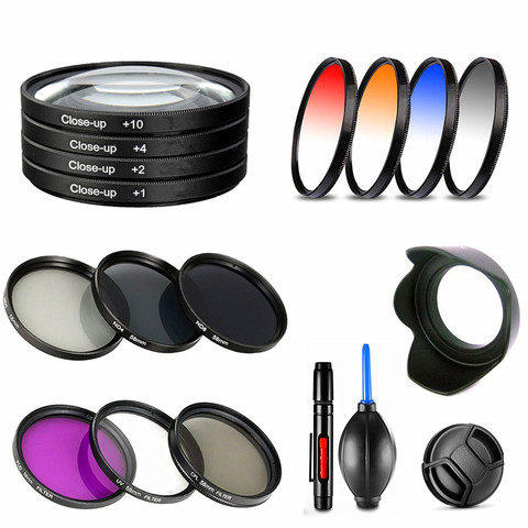 37mm 40.5mm 43mm 46mm 49mm 52mm 55mm 58mm 62mm 67mm 72mm 77mm 82 UV CPL ND FLD Close Up Colour DSLR camera Filter lens hood kit ► Photo 1/6